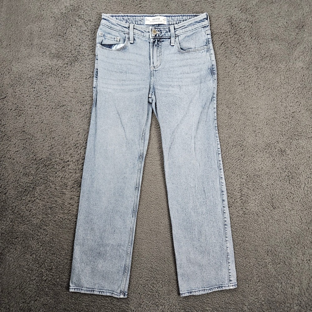 Hollister‎ Low-Rise Relaxed Straight Jeans Womens 2R W26 Regular Light Wash Blue